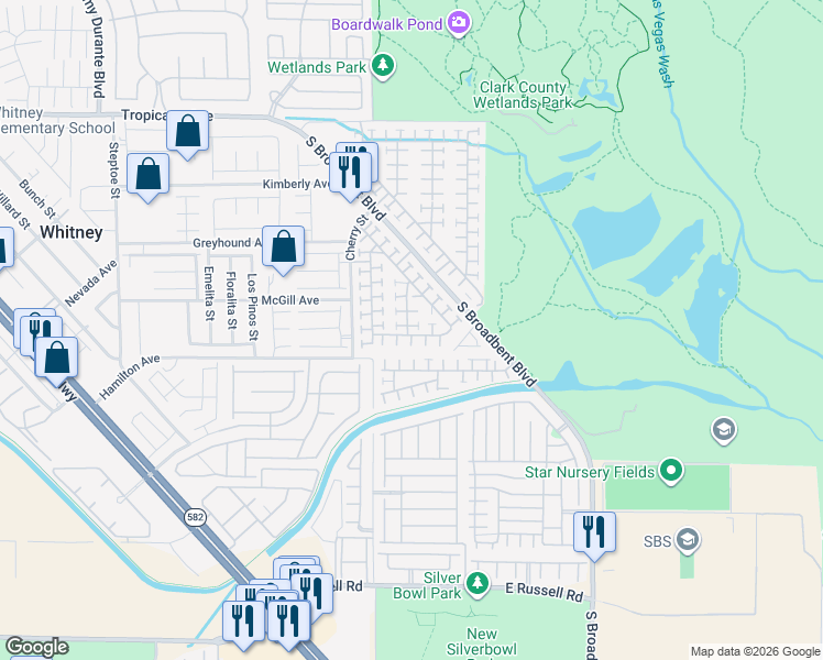 map of restaurants, bars, coffee shops, grocery stores, and more near 5290 Panguitch Drive in Las Vegas