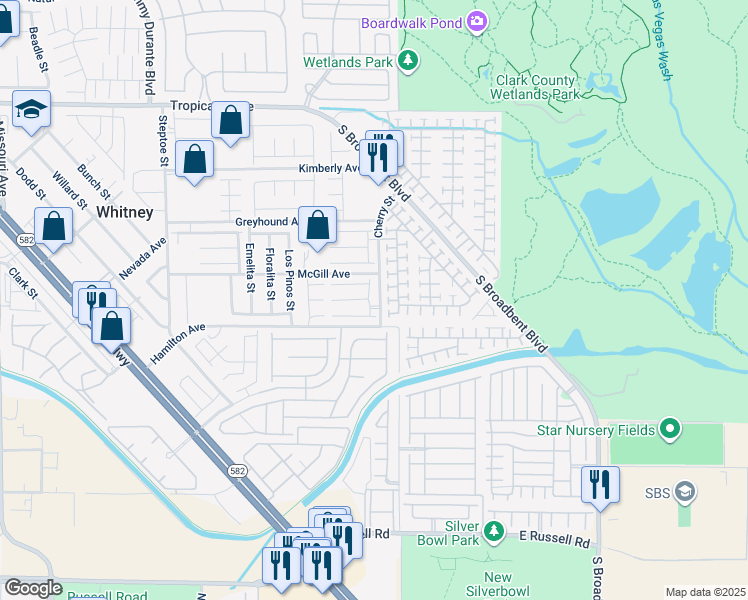 map of restaurants, bars, coffee shops, grocery stores, and more near 5288 Judkins Drive in Las Vegas