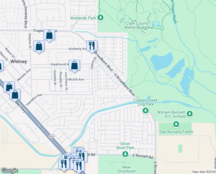map of restaurants, bars, coffee shops, grocery stores, and more near 5290 Panguitch Drive in Las Vegas