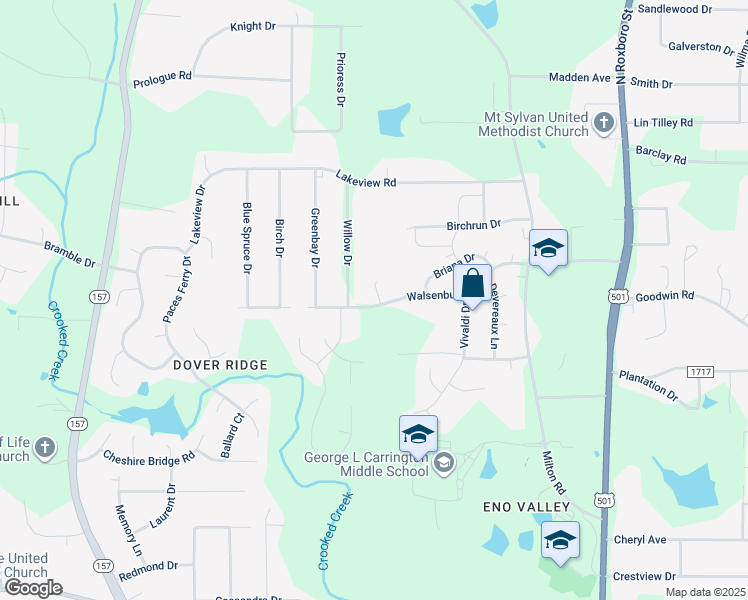 map of restaurants, bars, coffee shops, grocery stores, and more near 1 Moonbeam Court in Durham