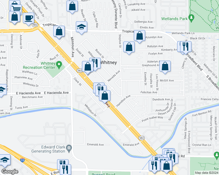 map of restaurants, bars, coffee shops, grocery stores, and more near 6017 Boulder Highway in Las Vegas