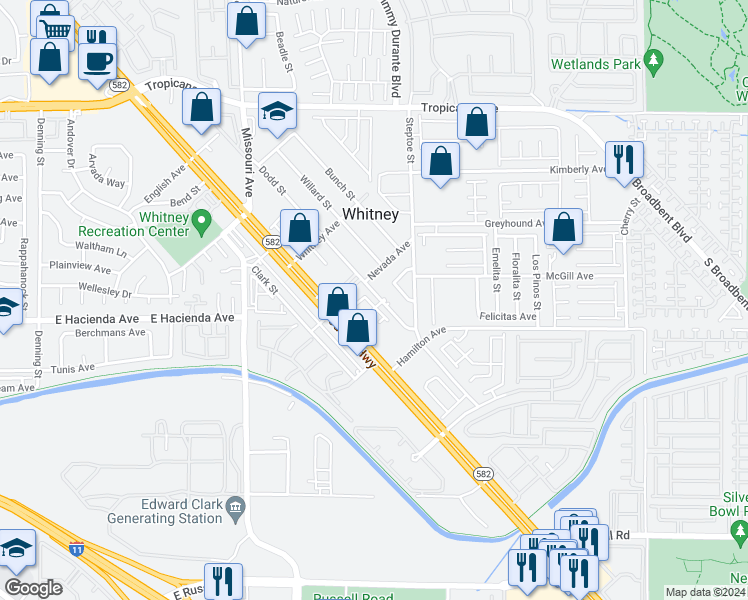map of restaurants, bars, coffee shops, grocery stores, and more near 6017 Boulder Highway in Las Vegas