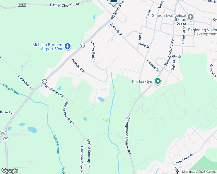 map of restaurants, bars, coffee shops, grocery stores, and more near 404 Ambler Road in Gibsonville