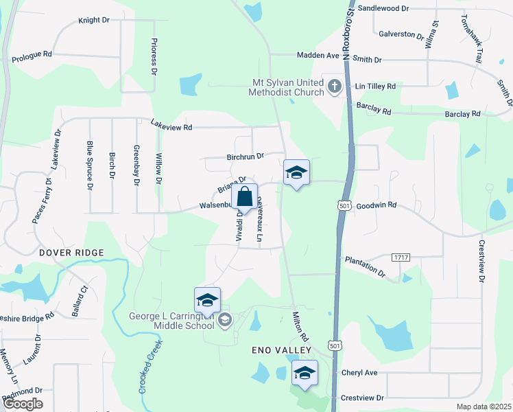 map of restaurants, bars, coffee shops, grocery stores, and more near 529 Devereaux Lane in Durham