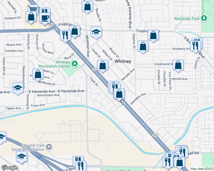 map of restaurants, bars, coffee shops, grocery stores, and more near 5972 Boulder Highway in Las Vegas