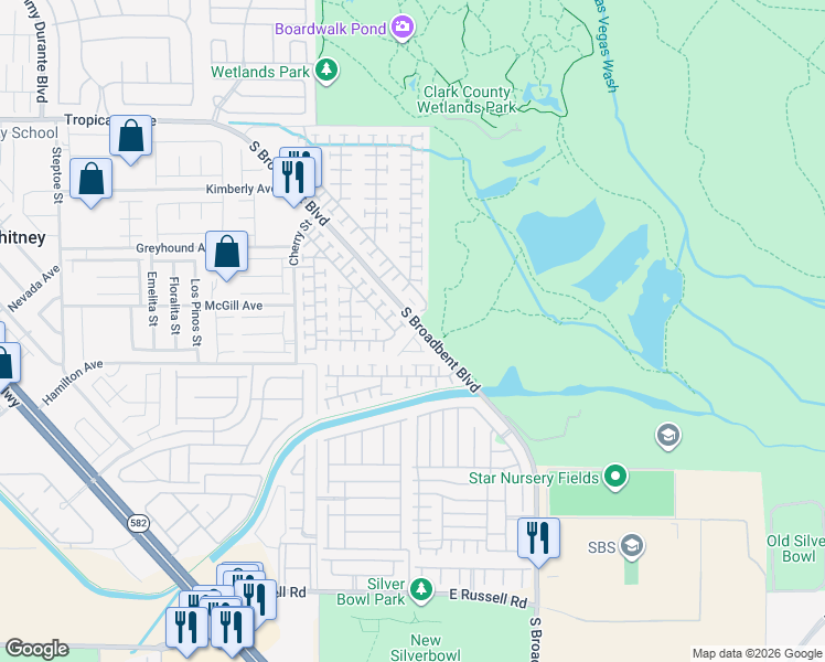 map of restaurants, bars, coffee shops, grocery stores, and more near 5255 Broadlake Lane in Las Vegas