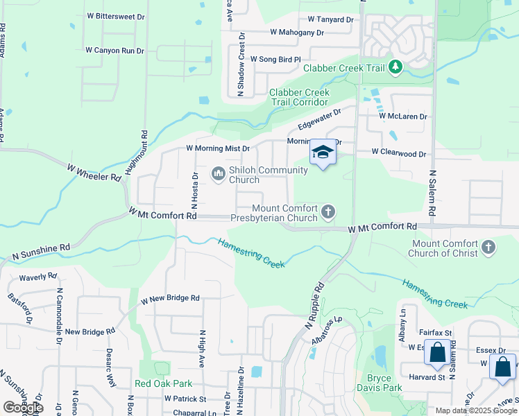 map of restaurants, bars, coffee shops, grocery stores, and more near 4110 West Mossy Rock Drive in Fayetteville