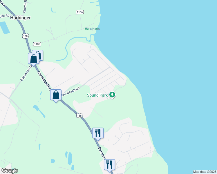 map of restaurants, bars, coffee shops, grocery stores, and more near 151-527 Crabtree Ln in Currituck