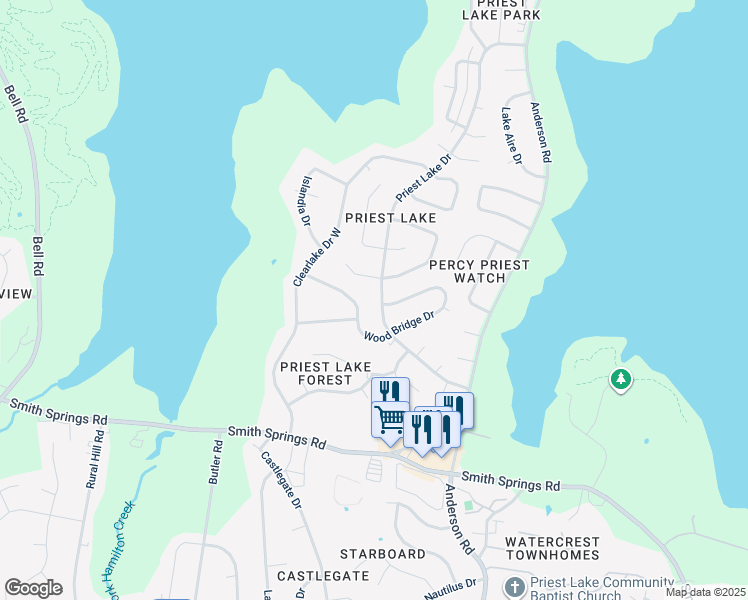 map of restaurants, bars, coffee shops, grocery stores, and more near 100 Saxon Mist Drive in Nashville