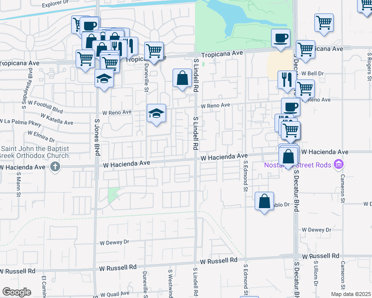 map of restaurants, bars, coffee shops, grocery stores, and more near 5604 Davies Drive in Las Vegas
