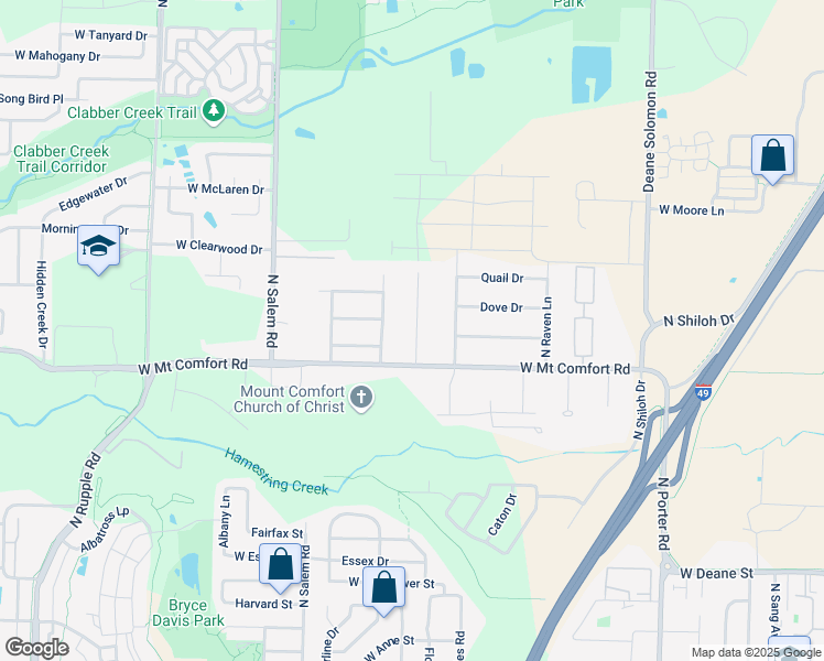 map of restaurants, bars, coffee shops, grocery stores, and more near 2327 Gooseberry Lane in Fayetteville