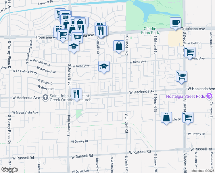 map of restaurants, bars, coffee shops, grocery stores, and more near 5247 Sacha Way in Las Vegas