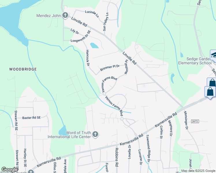 map of restaurants, bars, coffee shops, grocery stores, and more near 618 Cambridge Farm Court in Kernersville