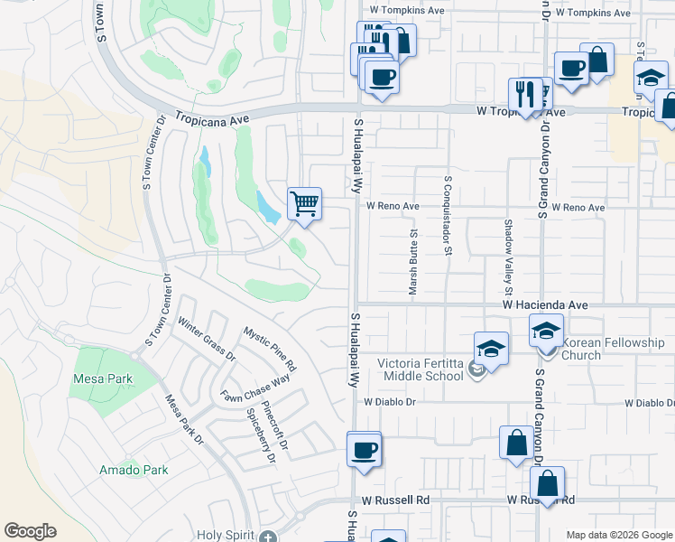 map of restaurants, bars, coffee shops, grocery stores, and more near 5207 Progresso Street in Las Vegas
