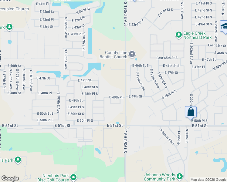 map of restaurants, bars, coffee shops, grocery stores, and more near 4924 South 193rd East Avenue in Broken Arrow