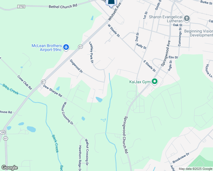 map of restaurants, bars, coffee shops, grocery stores, and more near 406 Ambler Road in Gibsonville