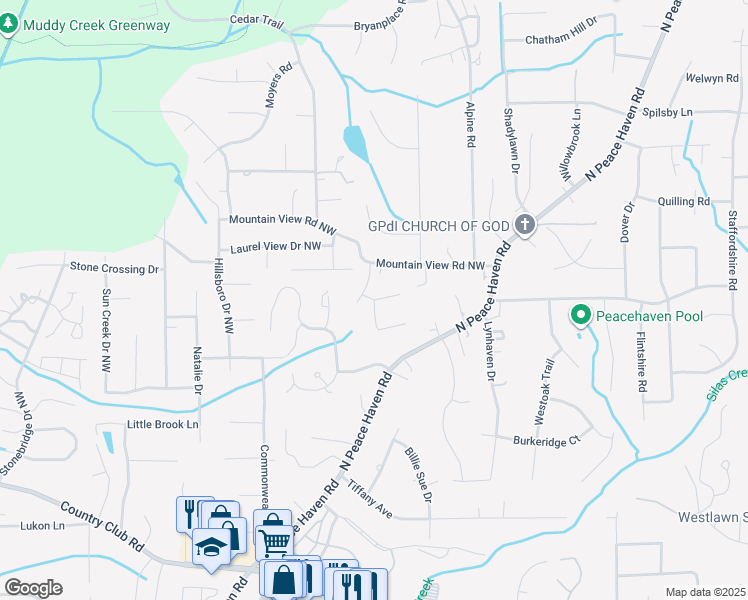 map of restaurants, bars, coffee shops, grocery stores, and more near 300 Braxton Ridge Court in Winston-Salem