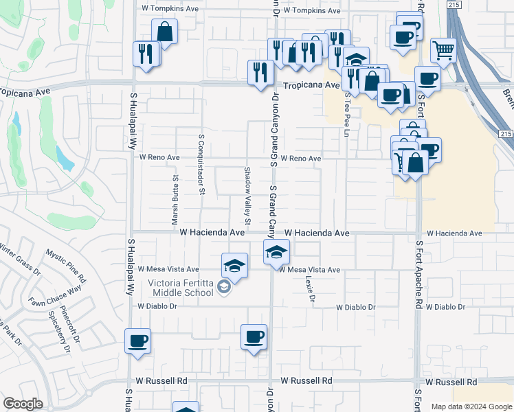 map of restaurants, bars, coffee shops, grocery stores, and more near 9848 Sonora Bend Avenue in Las Vegas