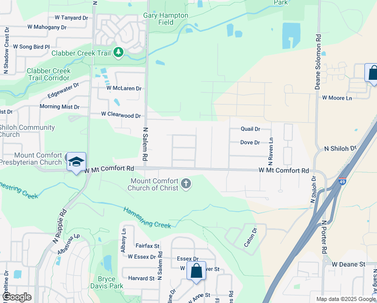 map of restaurants, bars, coffee shops, grocery stores, and more near 3185 West Thornbrook Street in Fayetteville