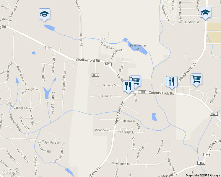 map of restaurants, bars, coffee shops, grocery stores, and more near 6020 Jeannine Drive in Lewisville