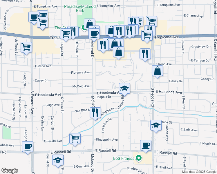 map of restaurants, bars, coffee shops, grocery stores, and more near 3104 Tarpon in Las Vegas