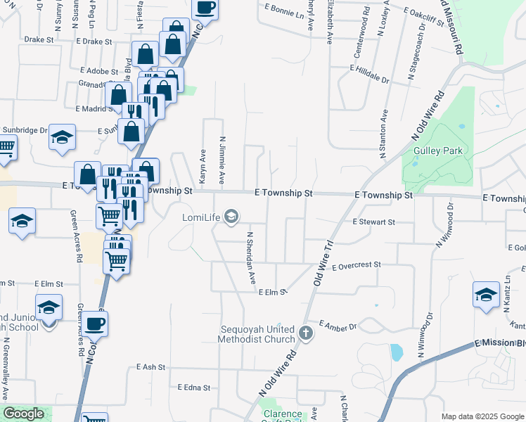 map of restaurants, bars, coffee shops, grocery stores, and more near 2321 North Briarwood Lane in Fayetteville