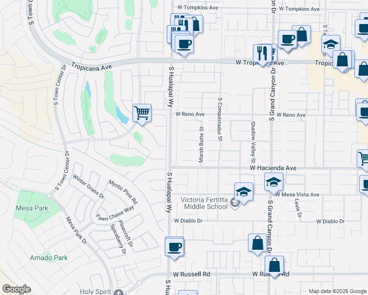 map of restaurants, bars, coffee shops, grocery stores, and more near 10136 Thunder Rapids Court in Las Vegas