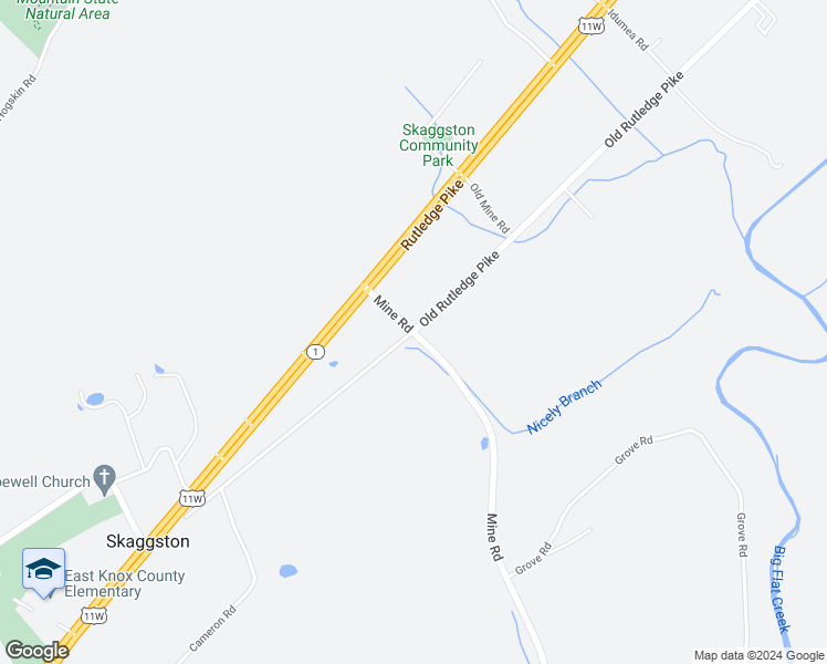 map of restaurants, bars, coffee shops, grocery stores, and more near Old Rutledge Pike in Mascot