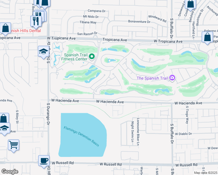 map of restaurants, bars, coffee shops, grocery stores, and more near 8161 Round Hills Circle in Las Vegas