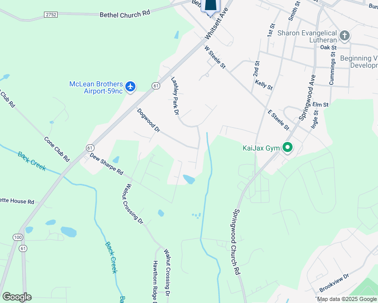 map of restaurants, bars, coffee shops, grocery stores, and more near 1201 Dogwood Drive in Gibsonville