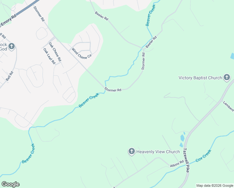map of restaurants, bars, coffee shops, grocery stores, and more near 6416 Stormer Road in Knoxville