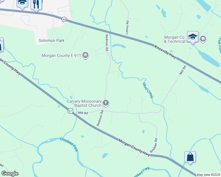 map of restaurants, bars, coffee shops, grocery stores, and more near 211 Redmon Road in Wartburg
