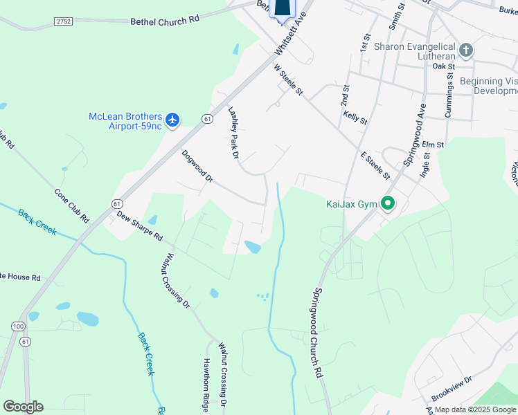 map of restaurants, bars, coffee shops, grocery stores, and more near 407 Ambler Road in Gibsonville