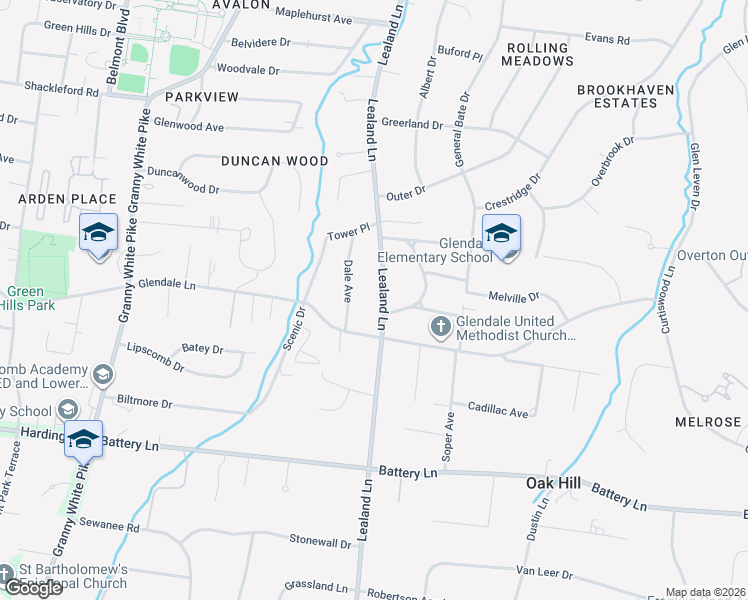 map of restaurants, bars, coffee shops, grocery stores, and more near 4310 Lealand Lane in Nashville