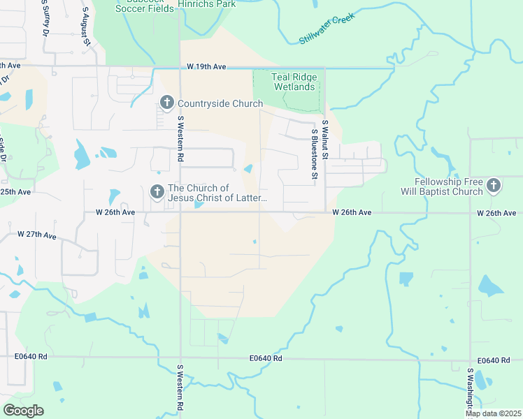 map of restaurants, bars, coffee shops, grocery stores, and more near 2512 Teal Street in Stillwater