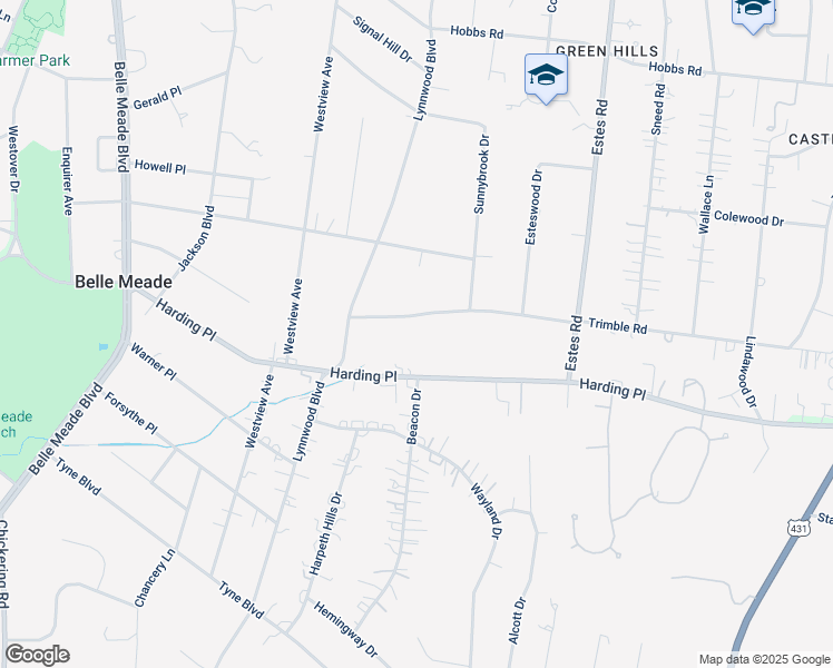 map of restaurants, bars, coffee shops, grocery stores, and more near 3907 Trimble Road in Nashville