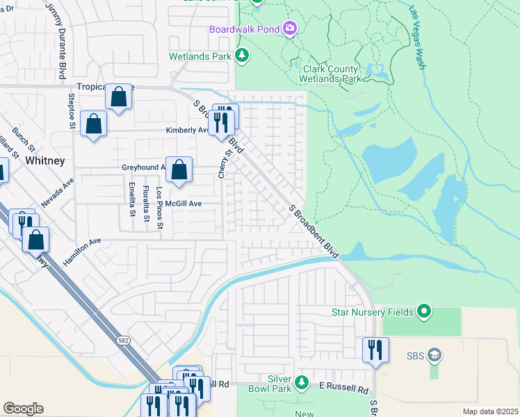 map of restaurants, bars, coffee shops, grocery stores, and more near 5230 Panguitch Drive in Las Vegas