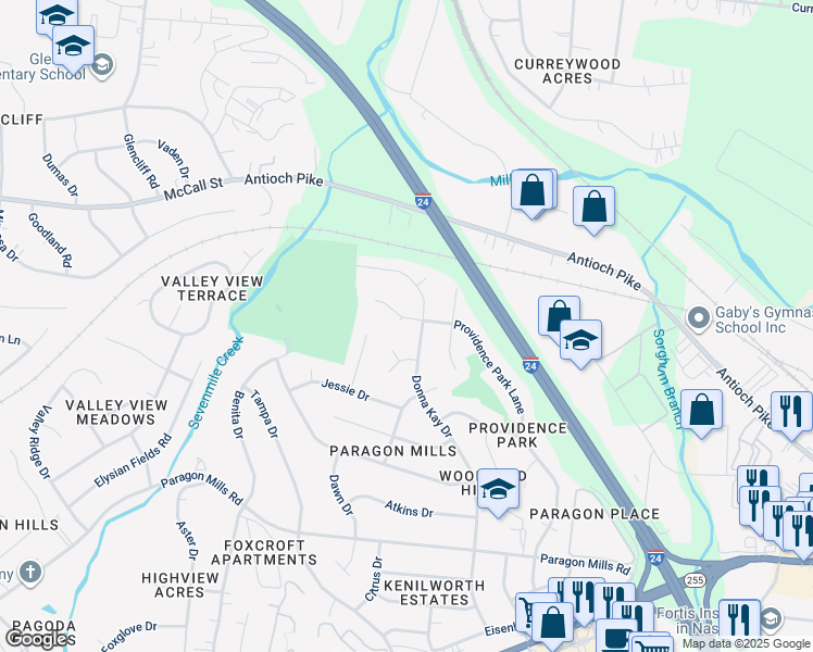 map of restaurants, bars, coffee shops, grocery stores, and more near 805 Reischa Ct in Nashville