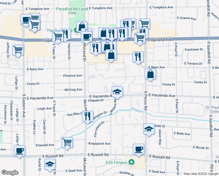 map of restaurants, bars, coffee shops, grocery stores, and more near 3152 Tarpon in Las Vegas