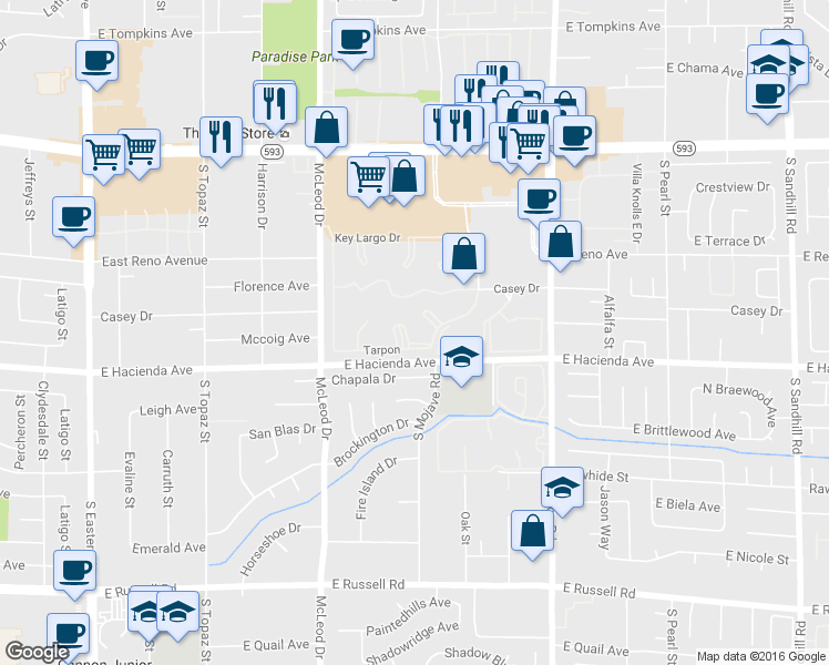 map of restaurants, bars, coffee shops, grocery stores, and more near 3152 Tarpon in Las Vegas