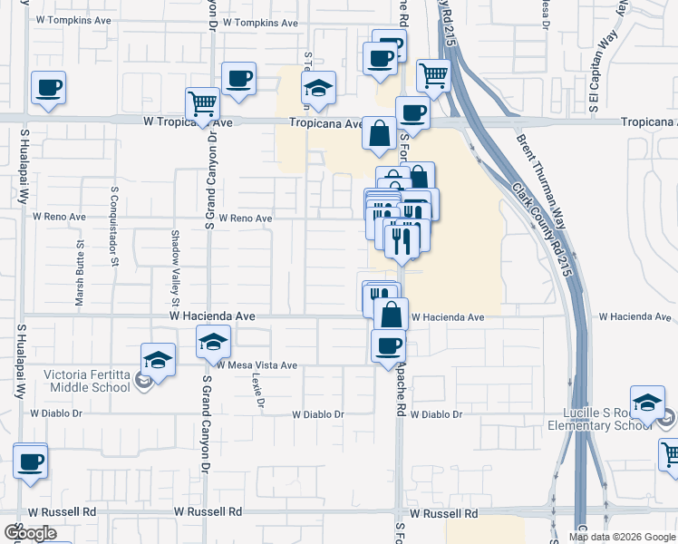 map of restaurants, bars, coffee shops, grocery stores, and more near 9534 Antelope Bend Court in Las Vegas