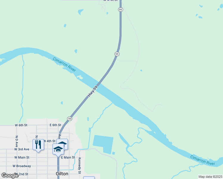 map of restaurants, bars, coffee shops, grocery stores, and more near in Oilton