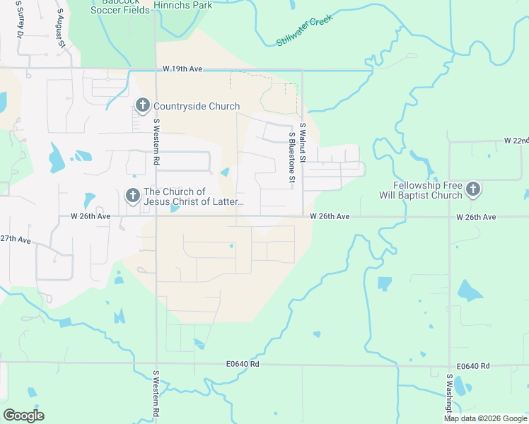 map of restaurants, bars, coffee shops, grocery stores, and more near 1617 West Teal Court in Stillwater