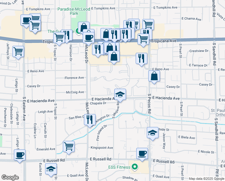 map of restaurants, bars, coffee shops, grocery stores, and more near 3182 Tarpon in Las Vegas