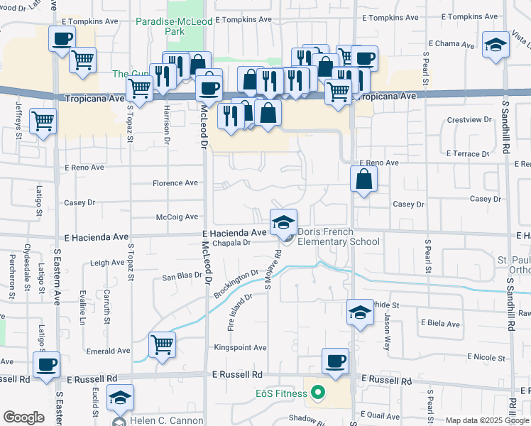 map of restaurants, bars, coffee shops, grocery stores, and more near 3182 Tarpon in Las Vegas