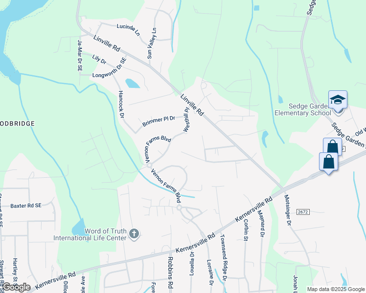 map of restaurants, bars, coffee shops, grocery stores, and more near 4655 Saints Delight Church Road in Kernersville