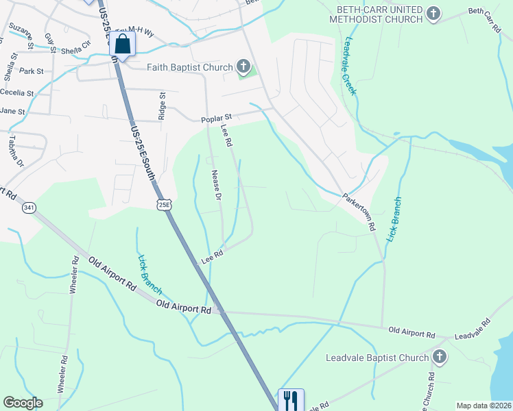 map of restaurants, bars, coffee shops, grocery stores, and more near 970 Lee Road in White Pine