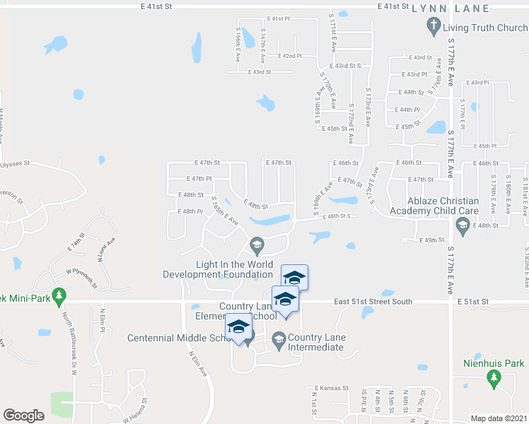 map of restaurants, bars, coffee shops, grocery stores, and more near 16702 East 48th Street in Tulsa
