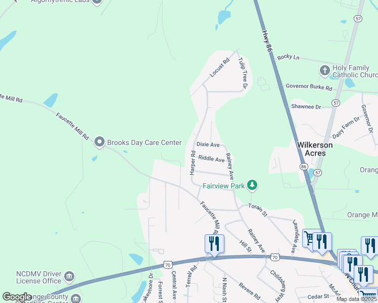 map of restaurants, bars, coffee shops, grocery stores, and more near 530 Harper Road in Hillsborough