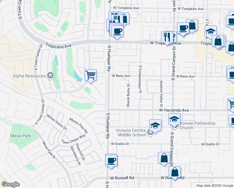 map of restaurants, bars, coffee shops, grocery stores, and more near 10137 Walhalla Plateau Court in Las Vegas